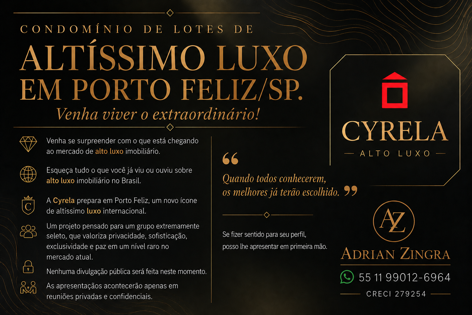 Imagem - LANÇAMENTO EXCLUSIVO — VENDA DE LOTES EM CONDOMÍNIO DE ALTÍSSIMO LUXO EM PORTO FELIZ/SP - CÓD. 27757