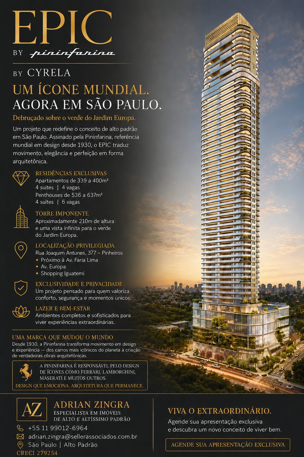 Imagem - VENDE-SE – APTO EPIC PININFARINA | JARDIM EUROPA – ALTO PADRÃO, 4 SUÍTES, 339 A 637 M² - CÓD. 26552