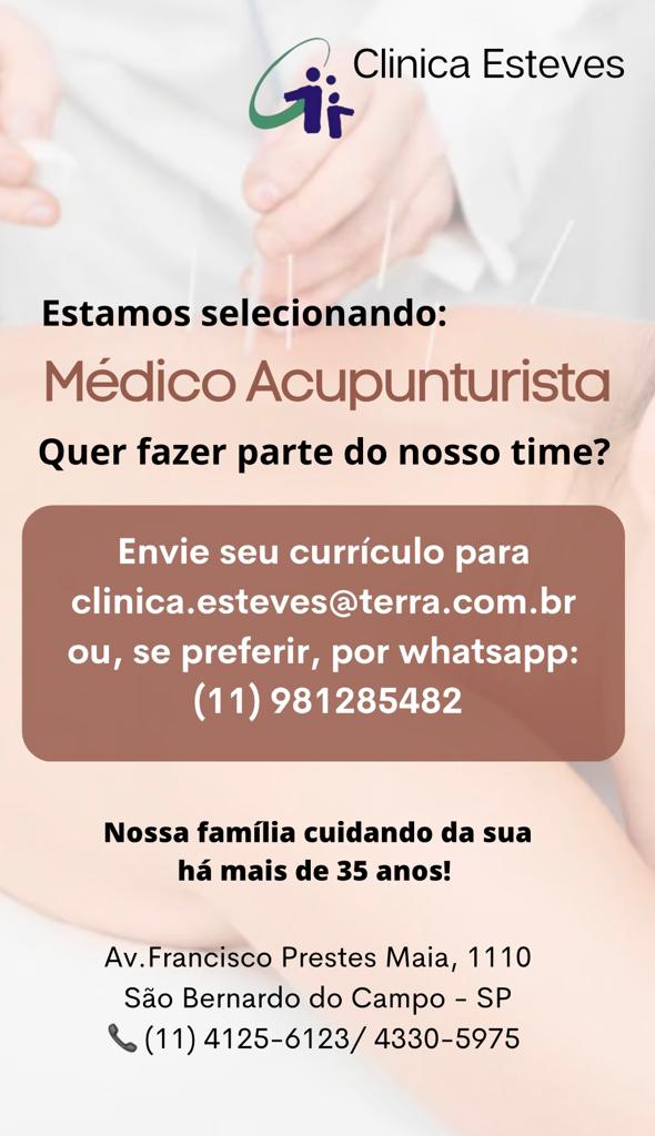 Imagem - CONTRATA-SE MÉDICO ACUPUNTURISTA - SÃO BERNARDO DO CAMPO COD.13577